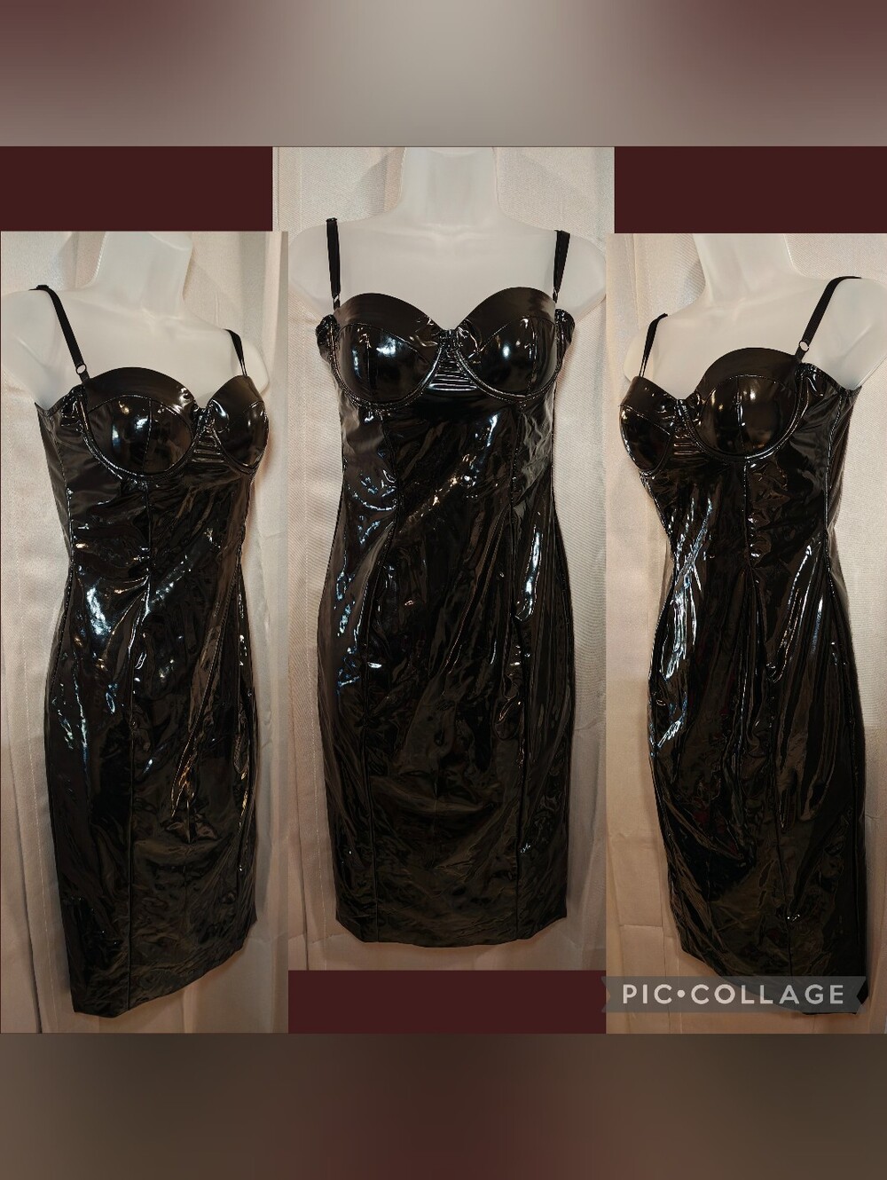 🖤🔥HEAVYWEIGHT LINED MATRIX CYBERGOTH VINYL BUSTIER BODYCON MIDI DRESS🔥🖤